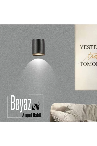 Tek Yönlü Iç - Dış Mekan Dekoratif Siyah Aplik - Beyaz Işık ürün görseli 1