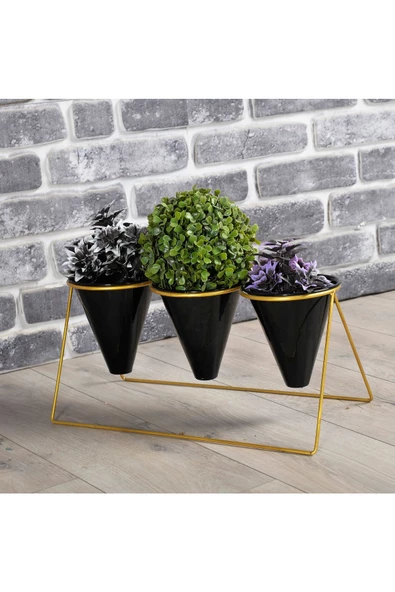 Vıpclass 3 Saksılı Metal Çiçek Standı - Saksılar Dahil - Vgs ürün görseli 1