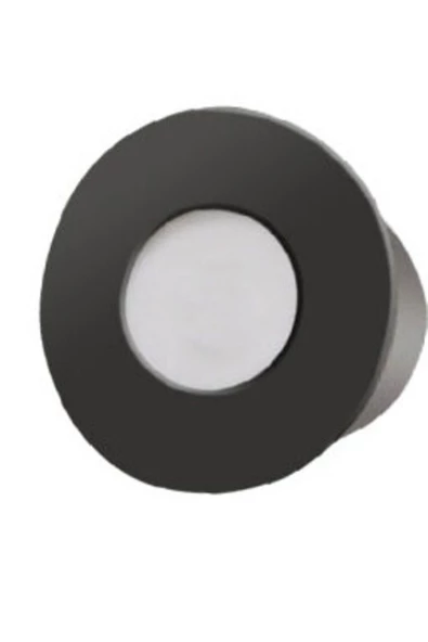 Mat Siyah Metal Kasa, 3 Watt YUVARLAK SENSÖRSÜZ Gün Işığı İç Mekan Merdiven Ve Basamak Armatürü ürün görseli 1