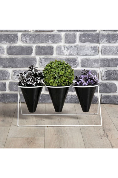 Vıpclass 3 Saksılı Metal Çiçek Standı - Saksılar Dahil - Vbs ürün görseli 1