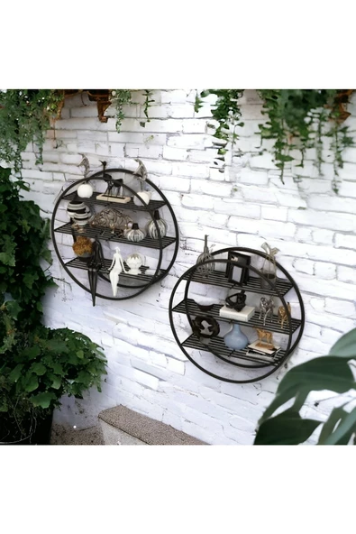 Dekoratif Metal Kaktüs Obje Aksesuar Rafı, Mini Metal Duvar Rafı, Yuvarlak Metal Duvar Rafı ürün görseli 1