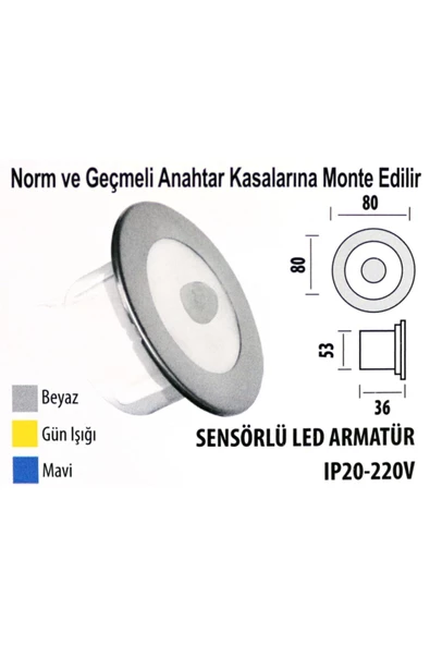 Sensörlü Led Armatür Krd09 Ip20 220v Beyaz Işık - Resim 2
