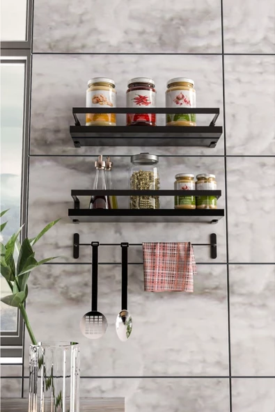 Olea Dekoratif Duvar Rafı Banyo Mutfak Düzenleyici Raf Set Organizer Duvar Rafı Kaktüs Sukulent Rafı ürün görseli 1
