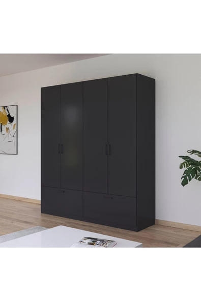 Tdesigno Alev Giyinme Dolabı - Çok Amaçlı Dolap - Gardırop 180 Cm-4 Kapaklı-2 Çekmeceli ürün görseli 1