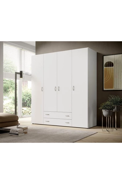 Tdesigno Ahter Giyinme Dolabı - Çok Amaçlı Dolap - Gardırop 160 Cm-4 Kapaklı-2 Çekmeceli ürün görseli 1