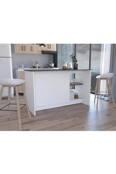Tdesigno Bengi Mutfak Adası - Antrasit-150 Cm-Oturma Alanlı-Masa ürün görseli 1