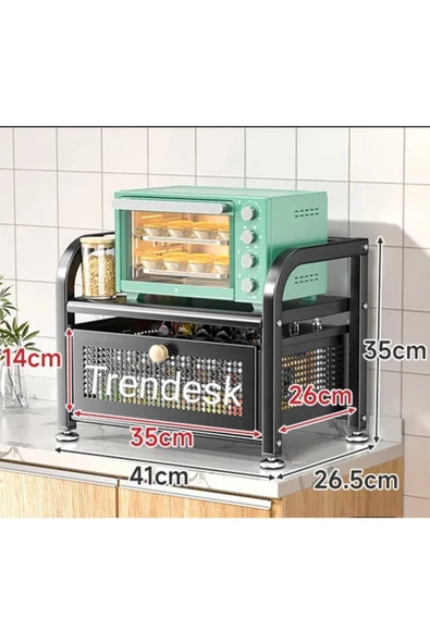 TRENDESK Metal Siyah Mutfak Tezgah Üstü Çekmeceli Organizer 35*35*26,5*14 6000 ürün görseli 1