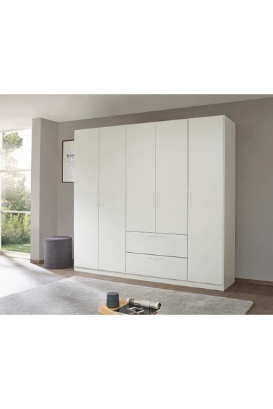 Tdesigno Araz Giyinme Dolabı - Çok Amaçlı Dolap - Gardırop 225 Cm-5 Kapaklı-2 ÇEKMECELİ ürün görseli 1