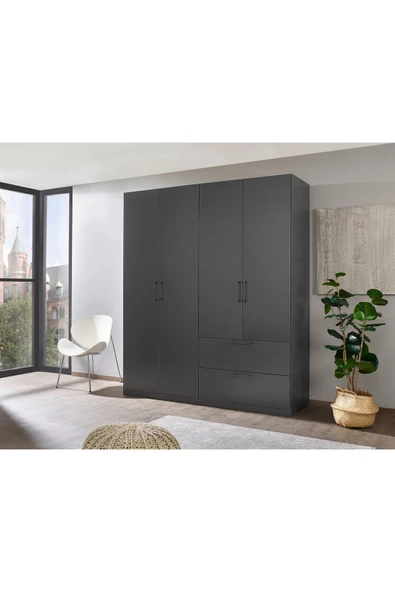 Tdesigno Araz Giyinme Dolabı - Çok Amaçlı Dolap - Gardırop 180 Cm-4 Kapaklı-2 ÇEKMECELİ ürün görseli 1