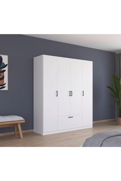 Tdesigno Alçin Giyinme Dolabı - Çok Amaçlı Dolap - Gardırop 180 Cm-4 Kapaklı-1 Çekmeceli ürün görseli 1