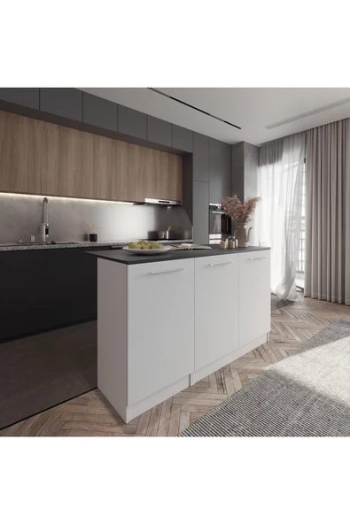 Tdesigno Rita Mutfak Adası Alt Modül 120 cm Beyaz Tezgah Dahil ürün görseli 1