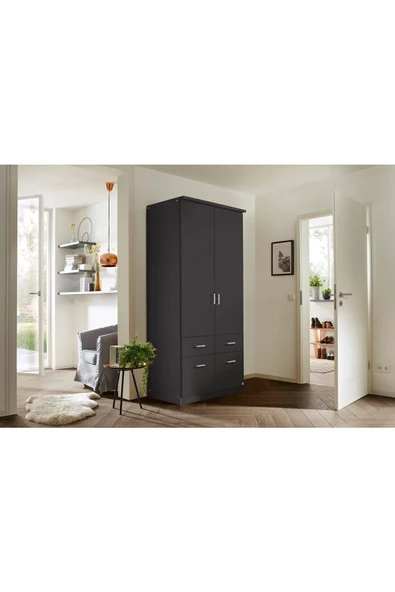 Tdesigno Aksu  Giyinme Dolabı - Çok Amaçlı Dolap - Gardırop 90 Cm-2 Kapaklı-2 Çekmeceli ürün görseli 1
