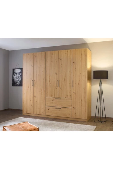 Tdesigno Giyinme Dolabı - Çok Amaçlı Dolap - Gardırop 225 cm-5 Kapaklı-2 Çekmeceli ürün görseli 1