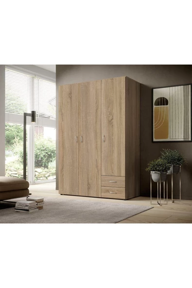 Tdesigno Ahu Giyinme Dolabı - Çok Amaçlı Dolap - Gardırop 120 Cm-3 Kapaklı-2 Çekmeceli ürün görseli 1