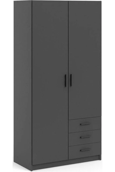 Tdesigno Mimoza Giyinme Dolabı - Çok Amaçlı Dolap - Gardırop 90 Cm-2 Kapaklı-3 Çekmeceli ürün görseli 1