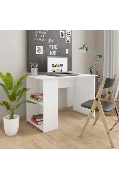 Tdesigno Viyana Çalışma Masası Bilgisayar Masası Ofis Masası 2 Raflı Beyaz ürün görseli 1