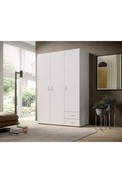 Tdesigno Ahu Giyinme Dolabı - Çok Amaçlı Dolap - Gardırop 120 Cm-3 Kapaklı-2 Çekmeceli ürün görseli 1
