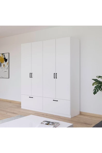 Tdesigno Alev Giyinme Dolabı - Çok Amaçlı Dolap - Gardırop 180 Cm-4 Kapaklı-2 Çekmeceli ürün görseli 1