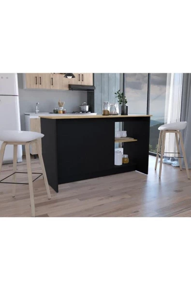 Tdesigno Bengi Mutfak Adası - Antrasit-150 Cm-Oturma Alanlı-Masa ürün görseli 1