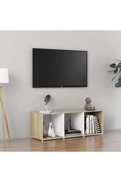 Tdesigno Tdesıgno Nur Televizyon Sehpası - Ünitesi -kitaplık-beyaz 108 Cm 3 Raflı ürün görseli 1