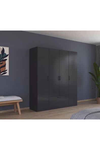 Tdesigno Alçin Giyinme Dolabı - Çok Amaçlı Dolap - Gardırop 180 Cm-4 Kapaklı-1 Çekmeceli ürün görseli 1
