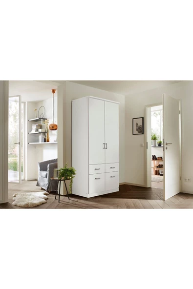 Tdesigno Aksu  Giyinme Dolabı - Çok Amaçlı Dolap - Gardırop 90 Cm-2 Kapaklı-2 Çekmeceli ürün görseli 1