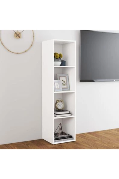 Tdesigno Tdesıgno Ezgi -kitaplık- Televizyon Sehpası -ünitesi Beyaz 4 Raflı 30 Cm ürün görseli 1