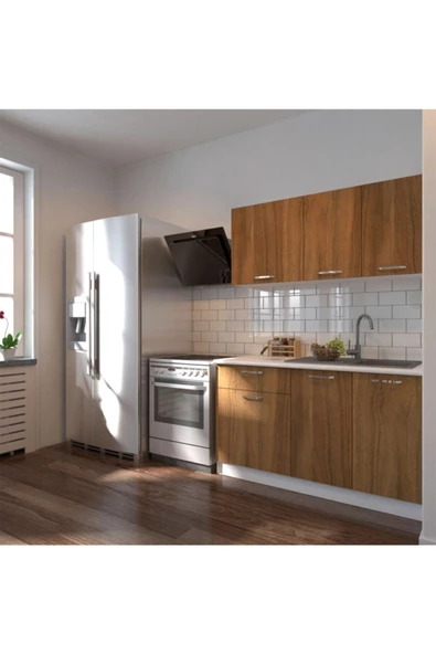 Tdesigno Inci Hazır Mutfak Dolabı 140 Cm - Tezgah Dahil Değil - Ceviz ürün görseli 1