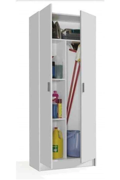 Tdesigno Belinay Paspas,Süpürge-Temizlik Malzeme Dolabı- Çok Amaçlı Dolap Paspas-Vileda Banyo Dolabı Beyaz ürün görseli 1