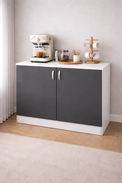 Tdesigno Asia Mutfak Alt Modül - Dolap 120 Cm Antrasit Tezgah Dahil ürün görseli 1
