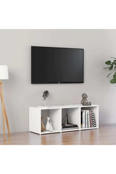 Tdesigno Tdesıgno Şeyma Televizyon Sehpası - Ünitesi -kitaplık-beyaz 108 cm 3 Raflı ürün görseli 1