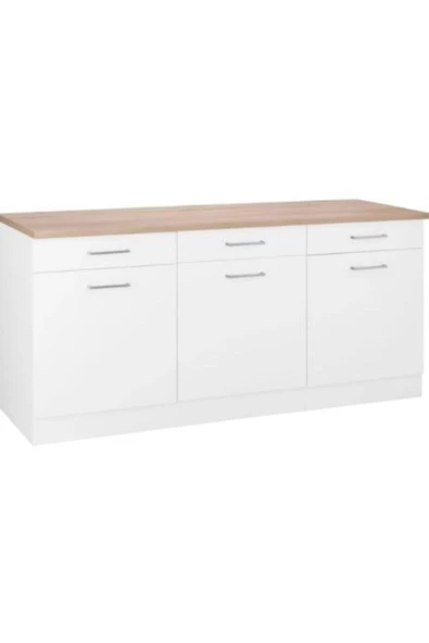 Tdesigno Ares Mutfak Çekmeceli Alt Modül 150 cm Beyaz Tezgah Dahil ürün görseli 1