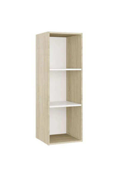 TDESIGNO NUR KİTAPLIK- TELEVİZYON SEHPASI ÜNİTESİ MEŞE BEYAZ 3 RAFLI 30 CM ürün görseli 1
