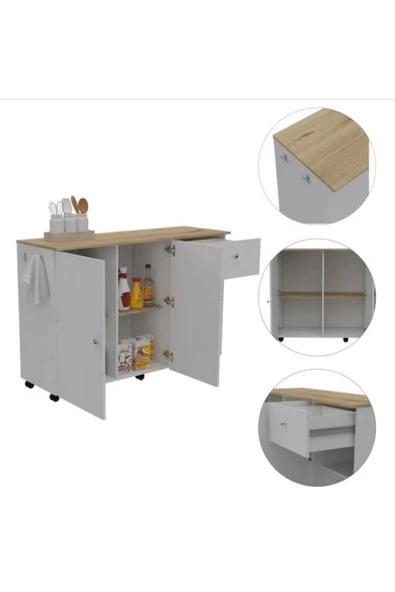 GC Neşe Mutfak Adası - Beyaz-150 Cm - Resim 3
