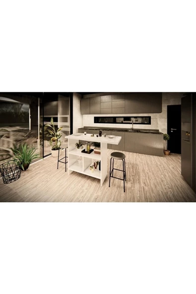 Tdesigno Zula Mutfak Adası Alt Modül 120 cm Beyaz ürün görseli 1