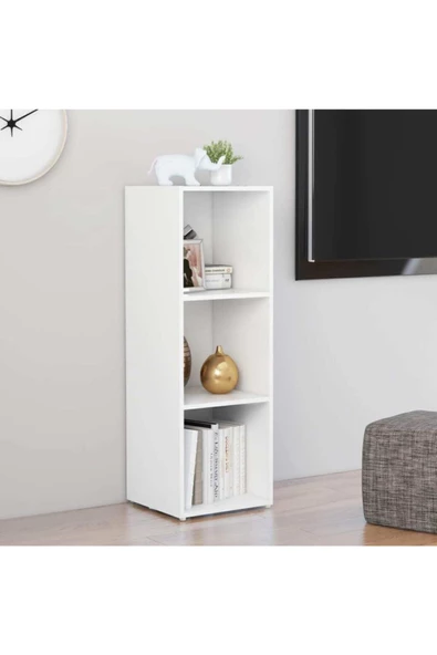 Tdesigno Şeyma Kitaplık Televizyon Sehpası Ünitesi Beyaz 3 Raflı 30 cm ürün görseli 1