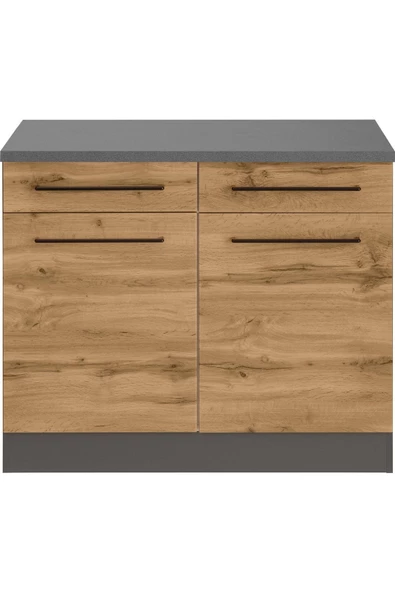 Tdesigno Odin Mutfak Çekmeceli Alt Modül - Dolap 120 Cm Antrasit-meşe/ Tezgah Dahil ürün görseli 1