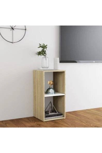Tdesigno Tdesıgno Ay Kitaplık- Televizyon Sehpası - Ünitesi -meşe Beyaz 30 Cm 2 Raflı ürün görseli 1