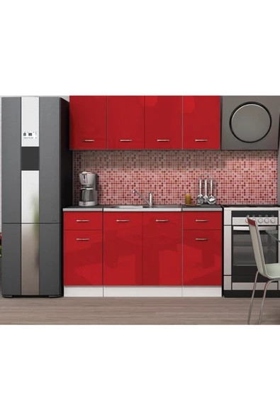 Tdesigno Tdesıgno Evrim Mutfak 160 Cm Tezgah Dahil Değil Parlak Kırmızı ürün görseli 1