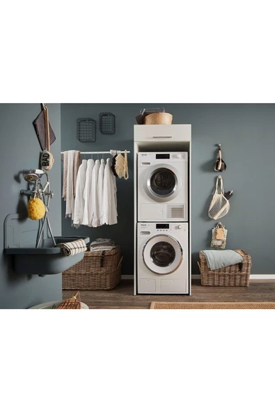 Tdesigno Hane Banyo Dolabı-Çok Amaçlı-Çamaşır Makinesi Dolabı Beyaz ürün görseli 1