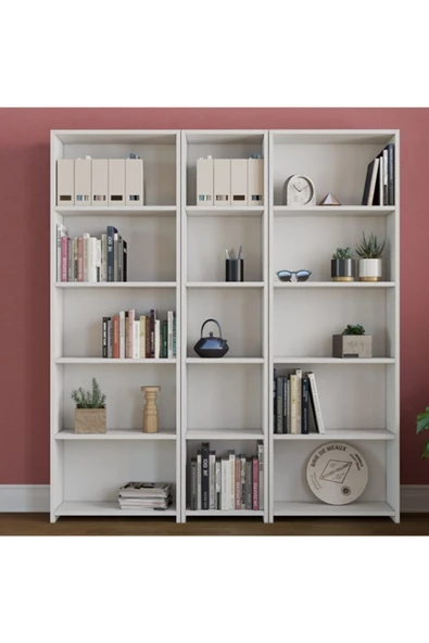 Tdesigno Oyku Kitaplık 130 cm Beyaz ürün görseli 1