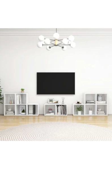 Tdesigno Alev Kitaplıklı Televizyon Sehpası Ünites 240 cm 12 Raflı ürün görseli 1