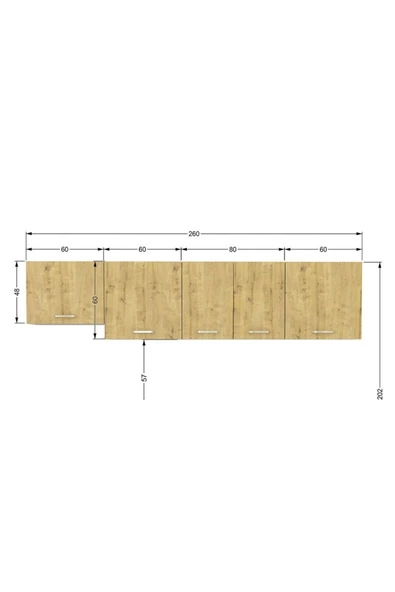Tdesigno Mısra Üst Mutfak Dolabı 260 Cm - Resim 2