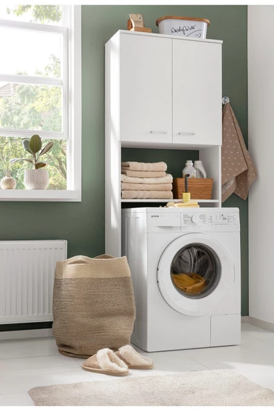 Tdesigno Kumru  Banyo Dolabı-Çok Amaçlı-Çamaşır Makinesi Dolabı Beyaz ürün görseli 1