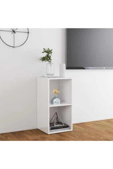 Tdesigno Tdesıgno Utku Kitaplık- Televizyon Sehpası - Ünitesi -beyaz 30 Cm 2 Raflı ürün görseli 1