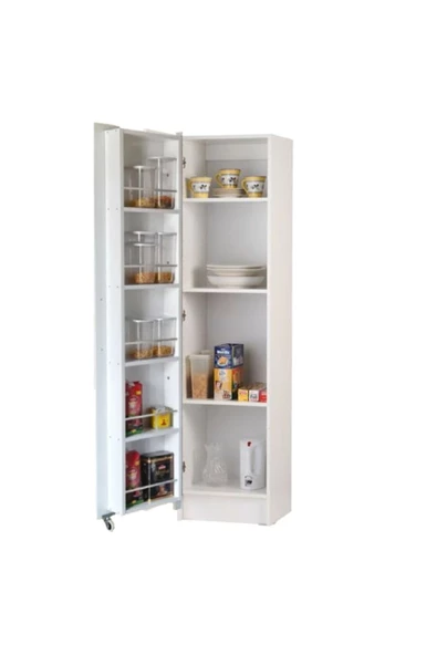 Tdesigno Hibe Çok Amaçlı 90 Derece Açılabilir 2 Kapaklı Kiler Erzak Mutfak Dolabı-45 cm ürün görseli 1