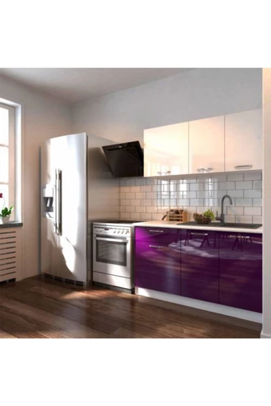 Tdesigno Hale Hazır Mutfak Dolabı – 140 Cm- Parlak Mürdüm Ve Beyaz – Tezgah Dahil Değil ürün görseli 1