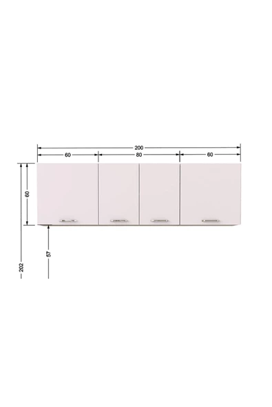 Tdesigno Sedef Mutfak Üst Modülü 200 Cm -beyaz ürün görseli 1
