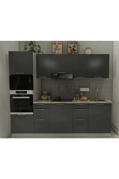 Tdesigno Viva Mutfak 260 cm Kiler Dahil Antrasit ürün görseli 1