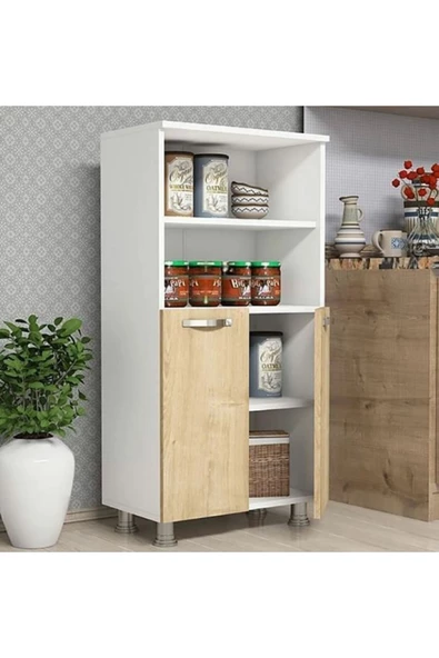 Tdesigno Çok Amaçlı Dolap,4 Raflı, 2 Kapaklı Mutfak Dolabı Kiler Dolabı Banyo Dolabı ürün görseli 1